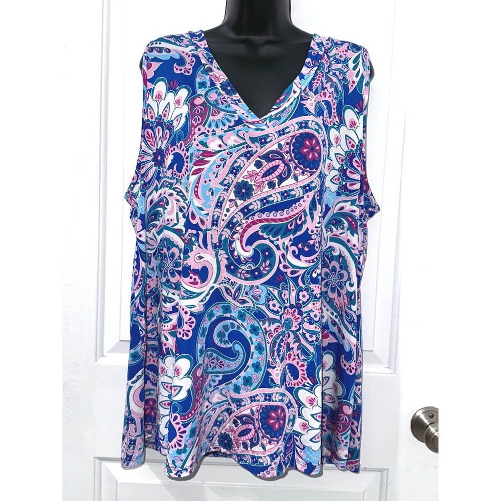 Sew in Love Purple & Blue Paisley Print Sleeveless top with Wide Straps